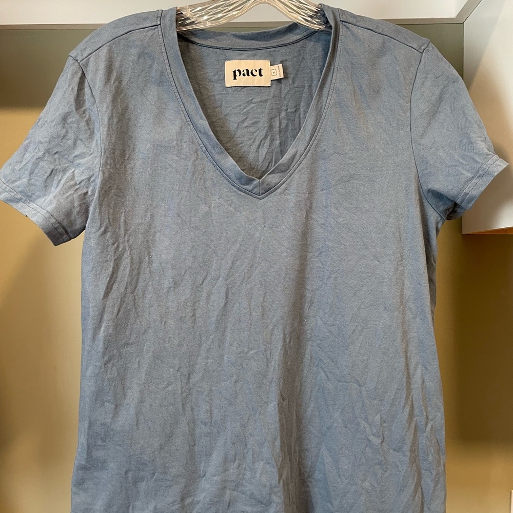 Pact Light Blue V-Neck T-Shirt